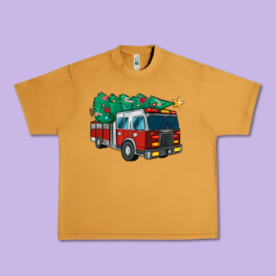 Christmas Fire Truck Urban Heavy Tee Designed By Maliassmallbusiness