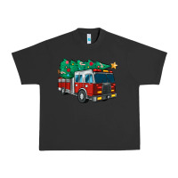 Pigment Black christmas fire truck Urban Heavy Tee - MaliasSmallBusiness