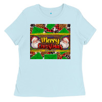 Baby Blue merry Christmas with Santa Claus Ladies Tee - AdoDesignShop