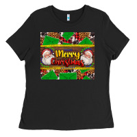 Black merry Christmas with Santa Claus Ladies Tee - AdoDesignShop