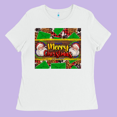 Merry Christmas With Santa Claus Ladies Tee Designed By Adodesignshop