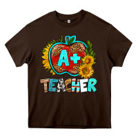 Chocolate Brown a+ teacher apple Heavy Core Tee - BundleAndBundleShop