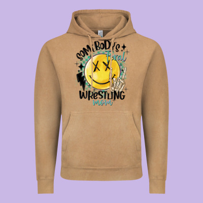 Somebody's Feral Wrestling Mom Vintage Hoodie Designed By Maliassmallbusiness