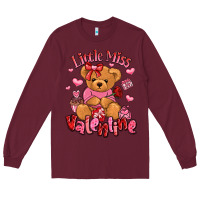 Burgundy little miss valentine teddy bear Long Sleeve Tee - LillyAllenDesigns