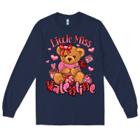 Navy little miss valentine teddy bear Long Sleeve Tee - LillyAllenDesigns