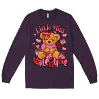 Plum little miss valentine teddy bear Long Sleeve Tee - LillyAllenDesigns