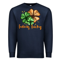 Navy Feeling lucky with clover Premium Sweatshirt - HowdyJamesFarm