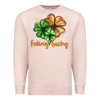 Pale Pink Feeling lucky with clover Premium Sweatshirt - HowdyJamesFarm