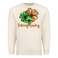 Sandshell Feeling lucky with clover Premium Sweatshirt - HowdyJamesFarm