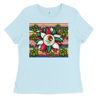Baby Blue sunflower mexican flag tumbler Ladies Tee - JahusDesignShop