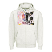 Oatmeal Heather gothic girl and colorful girl best friends with ro Zipper Hoodie - TumblerDesignByShophia
