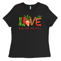 Black love summer strawberry Ladies Tee - Jasminsmagicworld