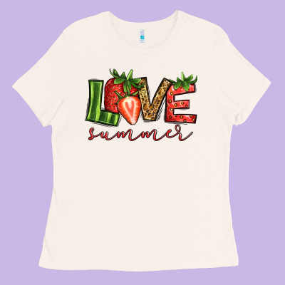 Love Summer Strawberry Ladies Tee Designed By Jasminsmagicworld