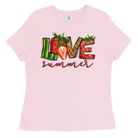 Bubblegum Pink love summer strawberry Ladies Tee - Jasminsmagicworld