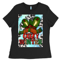 Black cozy winter with gloves and scarf Ladies Tee - AdoDesignShop