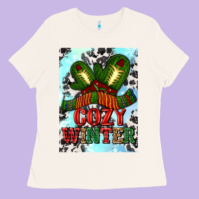 Cozy Winter With Gloves And Scarf Ladies Tee Designed By Adodesignshop