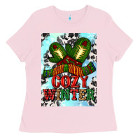 Bubblegum Pink cozy winter with gloves and scarf Ladies Tee - AdoDesignShop