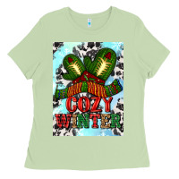 Matcha cozy winter with gloves and scarf Ladies Tee - AdoDesignShop