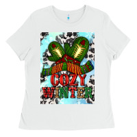 White cozy winter with gloves and scarf Ladies Tee - AdoDesignShop