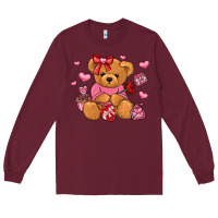 Burgundy valentines day teddy bear Long Sleeve Tee - LillyAllenDesigns