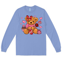 Colony Blue valentines day teddy bear Long Sleeve Tee - LillyAllenDesigns