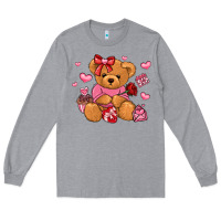 Heather Grey valentines day teddy bear Long Sleeve Tee - LillyAllenDesigns