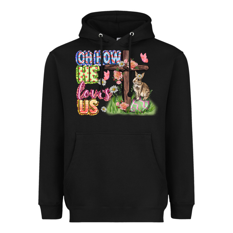 Oh How He Loves Us Easter Day Heavyweight Hoodie by CowGirlArtShop | Teevron
