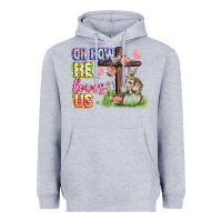 Heather Grey Oh how he loves us Easter Day Heavyweight Hoodie - CowGirlArtShop