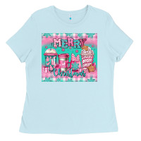 Baby Blue merry Christmas pink coffee Ladies Tee - Jasminsmagicworld