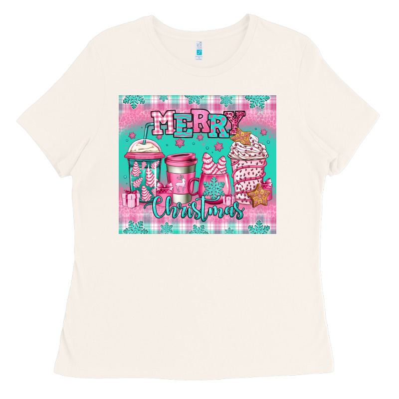 Merry Christmas Pink Coffee Ladies Tee by Jasminsmagicworld | Teevron