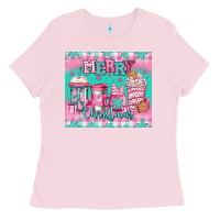 Bubblegum Pink merry Christmas pink coffee Ladies Tee - Jasminsmagicworld