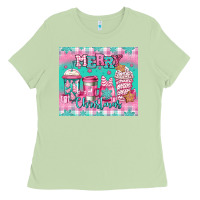 Matcha merry Christmas pink coffee Ladies Tee - Jasminsmagicworld
