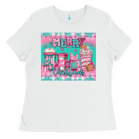 White merry Christmas pink coffee Ladies Tee - Jasminsmagicworld