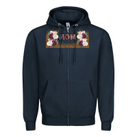Navy mom burgundy flowers with leopard Zipper Hoodie - TumblerDesignByShophia