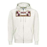 Oatmeal Heather mom burgundy flowers with leopard Zipper Hoodie - TumblerDesignByShophia