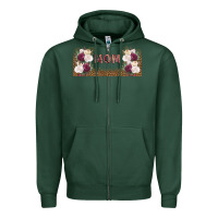 Sports Green mom burgundy flowers with leopard Zipper Hoodie - TumblerDesignByShophia