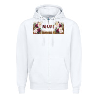 White mom burgundy flowers with leopard Zipper Hoodie - TumblerDesignByShophia