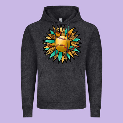 Softball Sunflower Vintage Hoodie Designed By Jasminsmagicworld