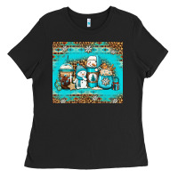Black winter snowman coffee Ladies Tee - Jasminsmagicworld