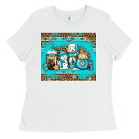White winter snowman coffee Ladies Tee - Jasminsmagicworld