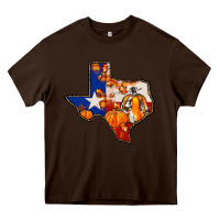 Chocolate Brown texas map fall Heavy Core Tee - JahusDesignShop