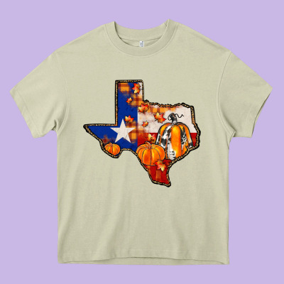 Texas Map Fall Heavy Core Tee Designed By Jahusdesignshop