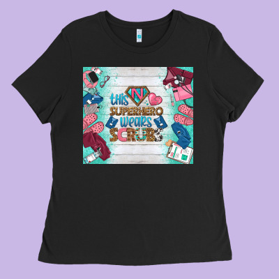 This Superhero Wears Scrubs Tumbler Ladies Tee Designed By Bundleandbundleshop