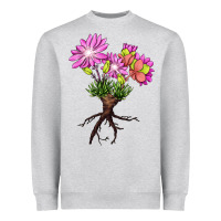 Heather Grey Bitterroot Flower Illustrations Heavyweight Sweatshirt - LillyAllenDesigns