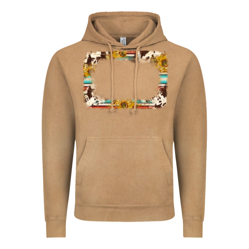 Western Serape Sunflower Background Frame Vintage Hoodie by NancyCooperArtShop | Teevron