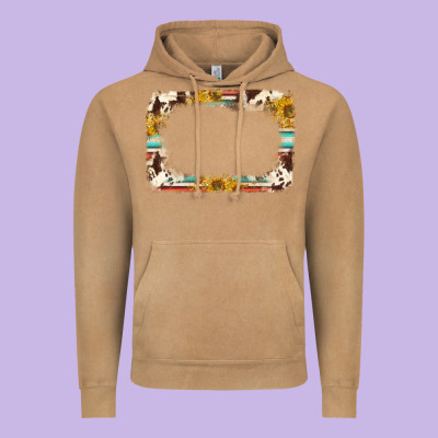Western Serape Sunflower Background Frame Vintage Hoodie Designed By Nancycooperartshop