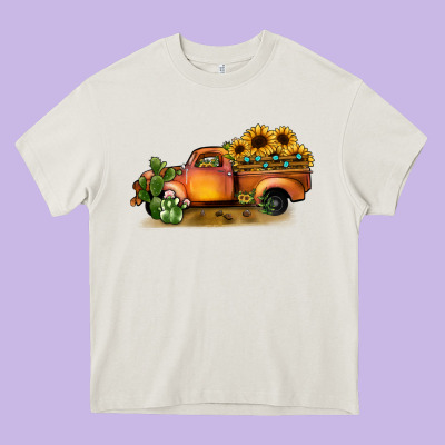 Sunflower Truck Heavy Core Tee Designed By Jahusdesignshop