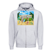 Heather Grey summer caravan life Zipper Hoodie - TumblerDesignByShophia