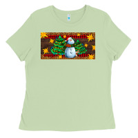Matcha christmas tree with snowman Ladies Tee - AdoDesignShop