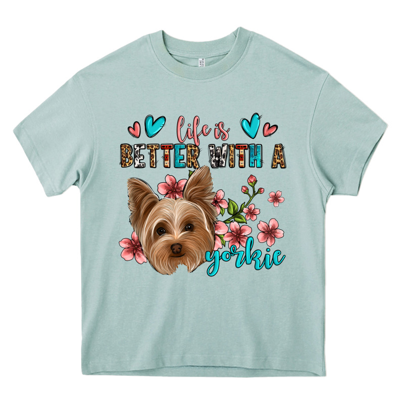 Life Is Better With A Yorkie Heavy Core Tee by Jasminsmagicworld | Teevron